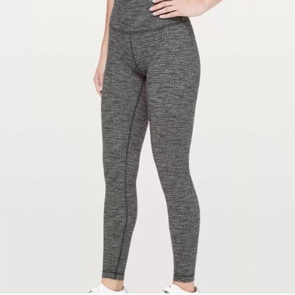 LULULEMON Women's 6 Wunder Under Gray Herringbone Soft Knit 7/8 Legging Black - Picture 1 of 11